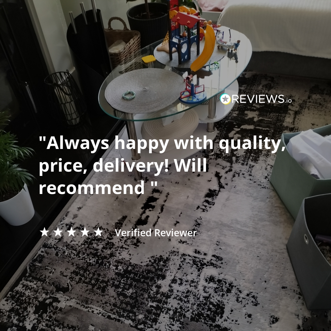 Distressed Abstract Grey Black Area Rug - Grace