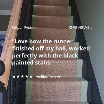 Green Jute Border Stair Carpet Runner - Juliette Green