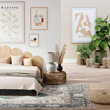 Flatwoven Washable Green Bordered Area Rug - Anton