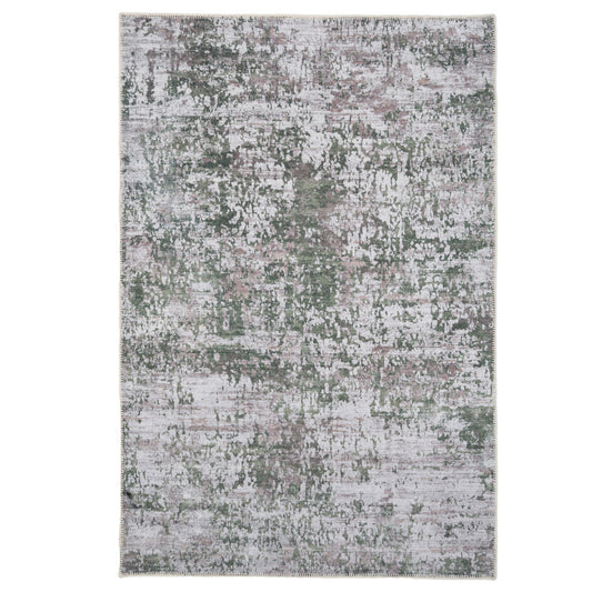 Washable Distressed Green Rug
