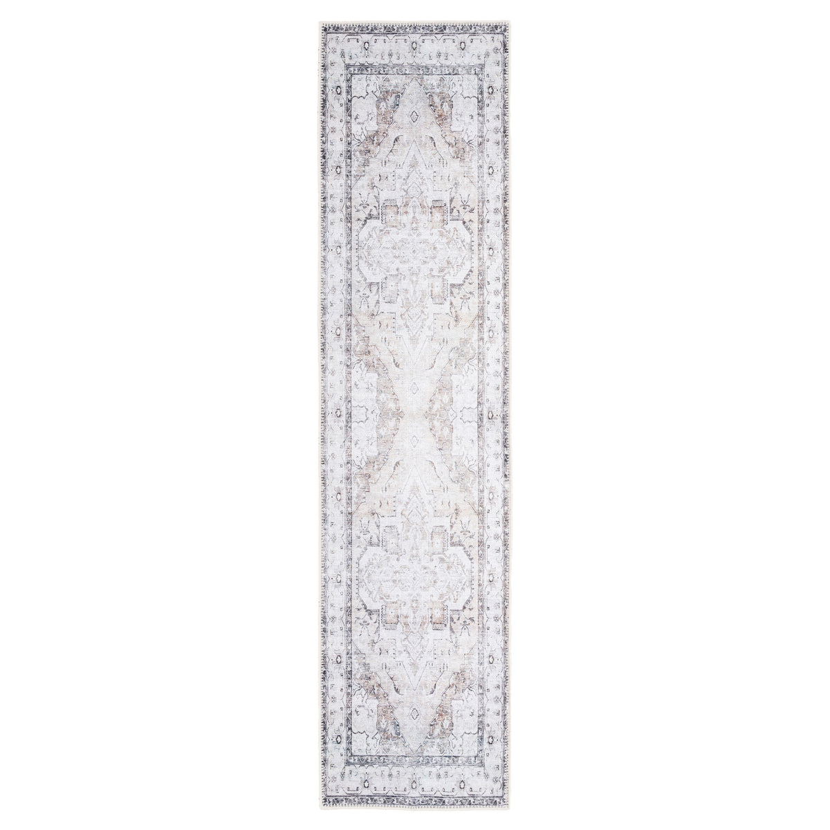Washable Vintage Ivory Runner Rug - Margot