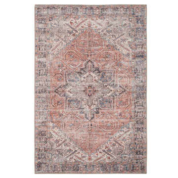 Flatwoven Washable Terracotta Medallion Area Rug - Neeve
