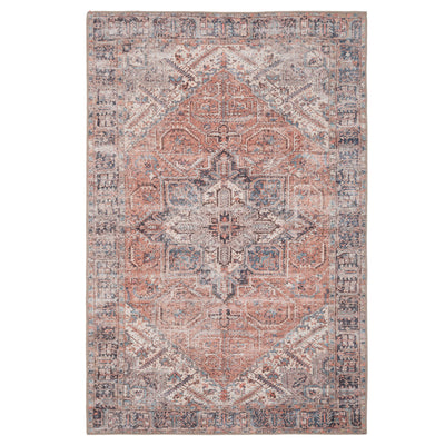 Flatwoven Washable Terracotta Medallion Area Rug - Neeve