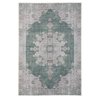 Flatwoven Washable Green Medallion Area Rug - Orion