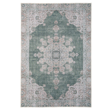 Flatwoven Washable Green Medallion Area Rug - Orion