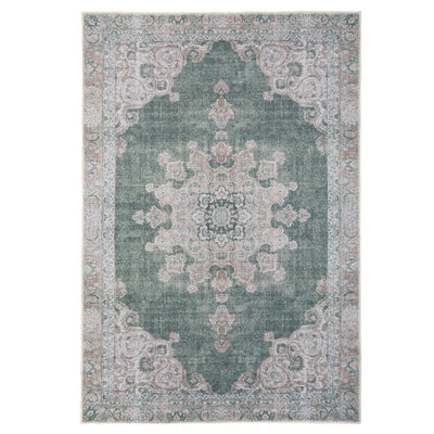 Flatwoven Washable Green Medallion Area Rug - Orion