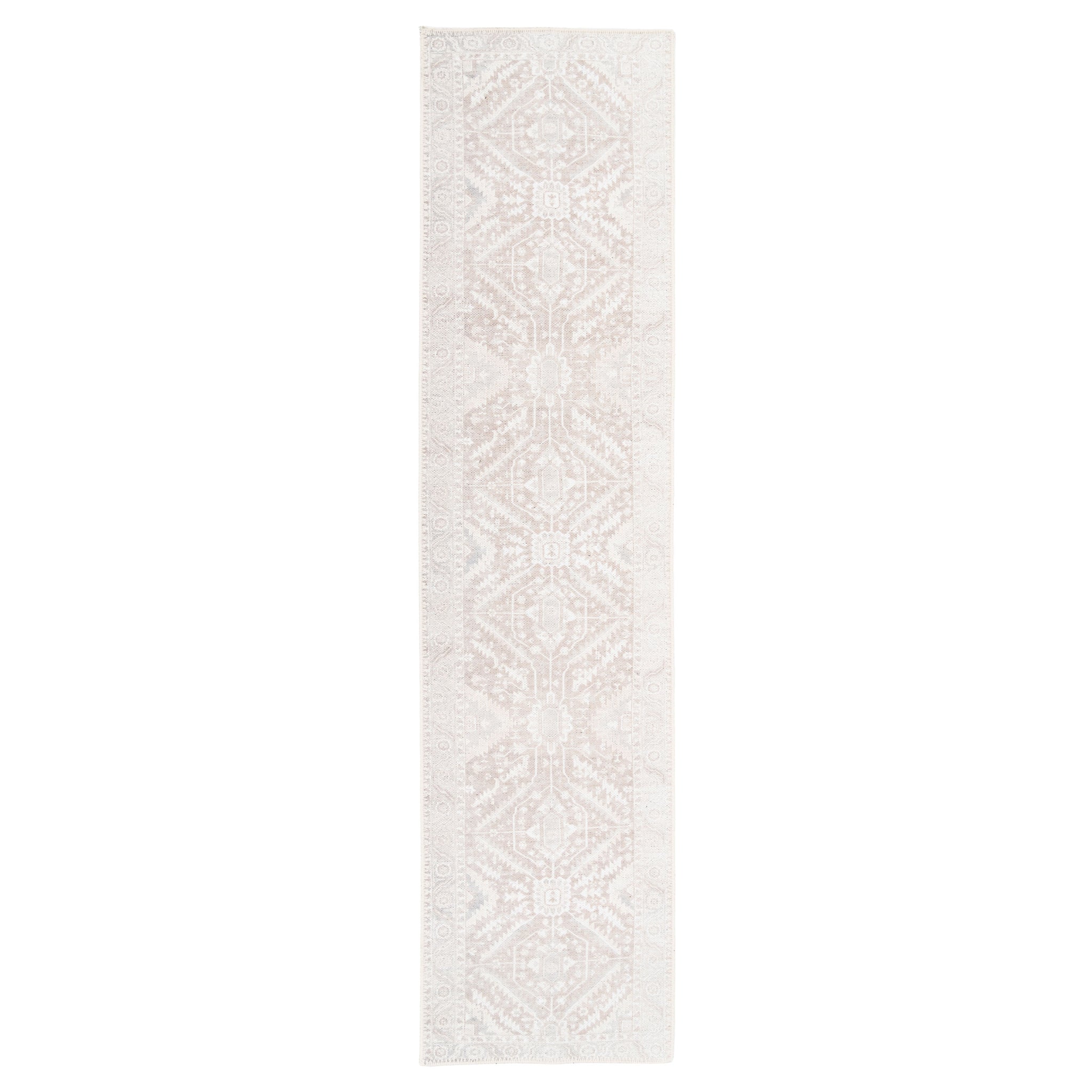 Flatwoven Washable Distressed Beige Runner - Tolka