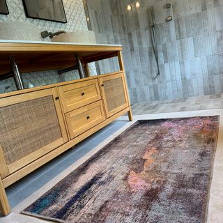 Flatwoven Washable Distressed Multicolour Area Rug - Carrie