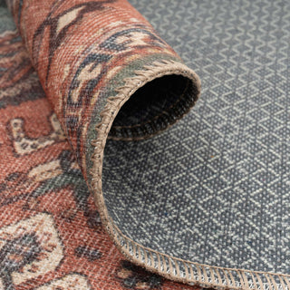 Distressed Bordered Washable Rug