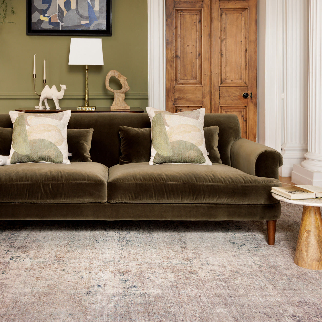 Flatwoven Washable Distressed Renaissance Grey Beige Rug - Fleur