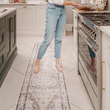 Washable Vintage Ivory Runner Rug - Margot