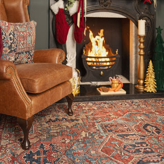 Flatwoven Washable Red Distressed Traditional Rug - Savanna