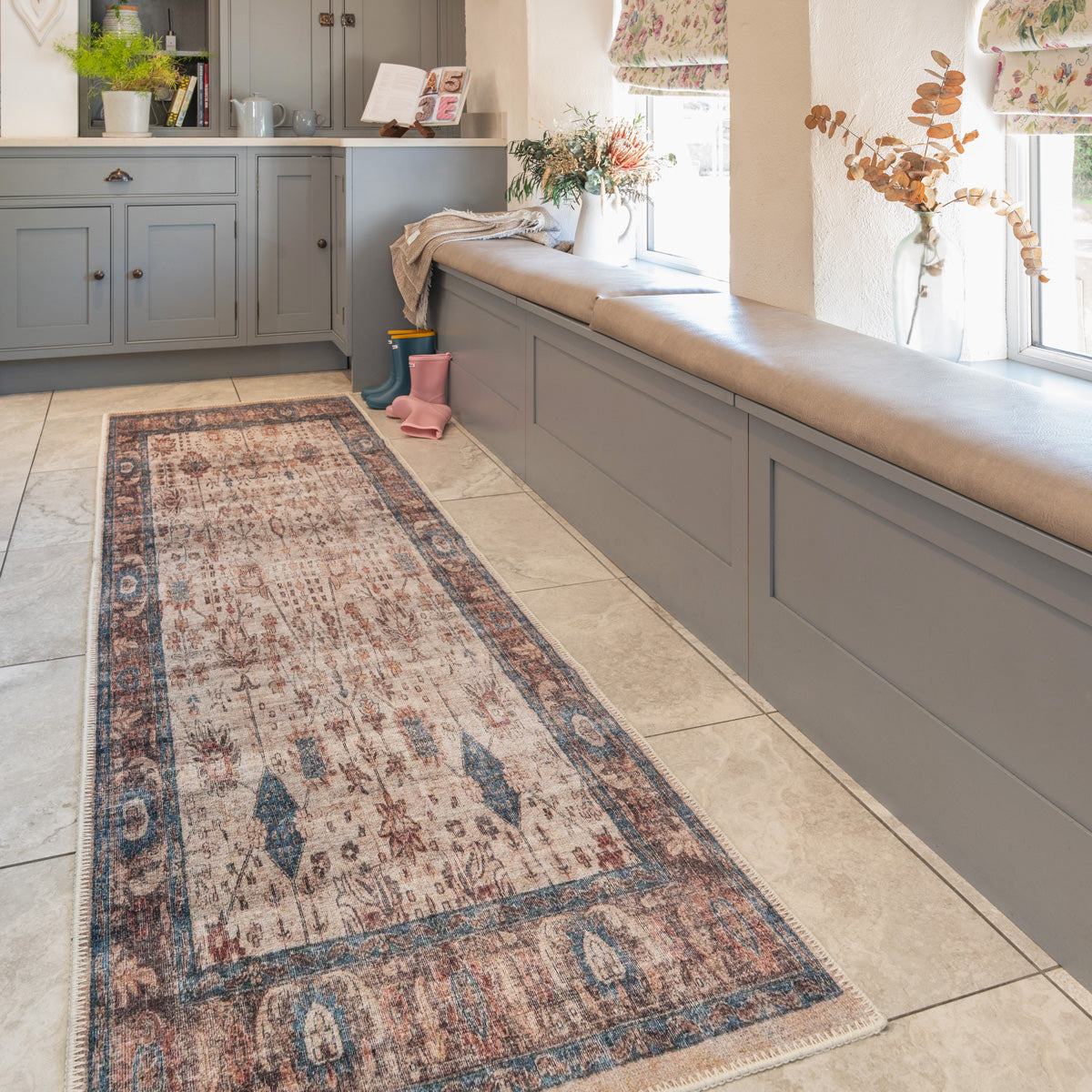 Flatwoven Washable Earthy Flora Area Rug - Shannon