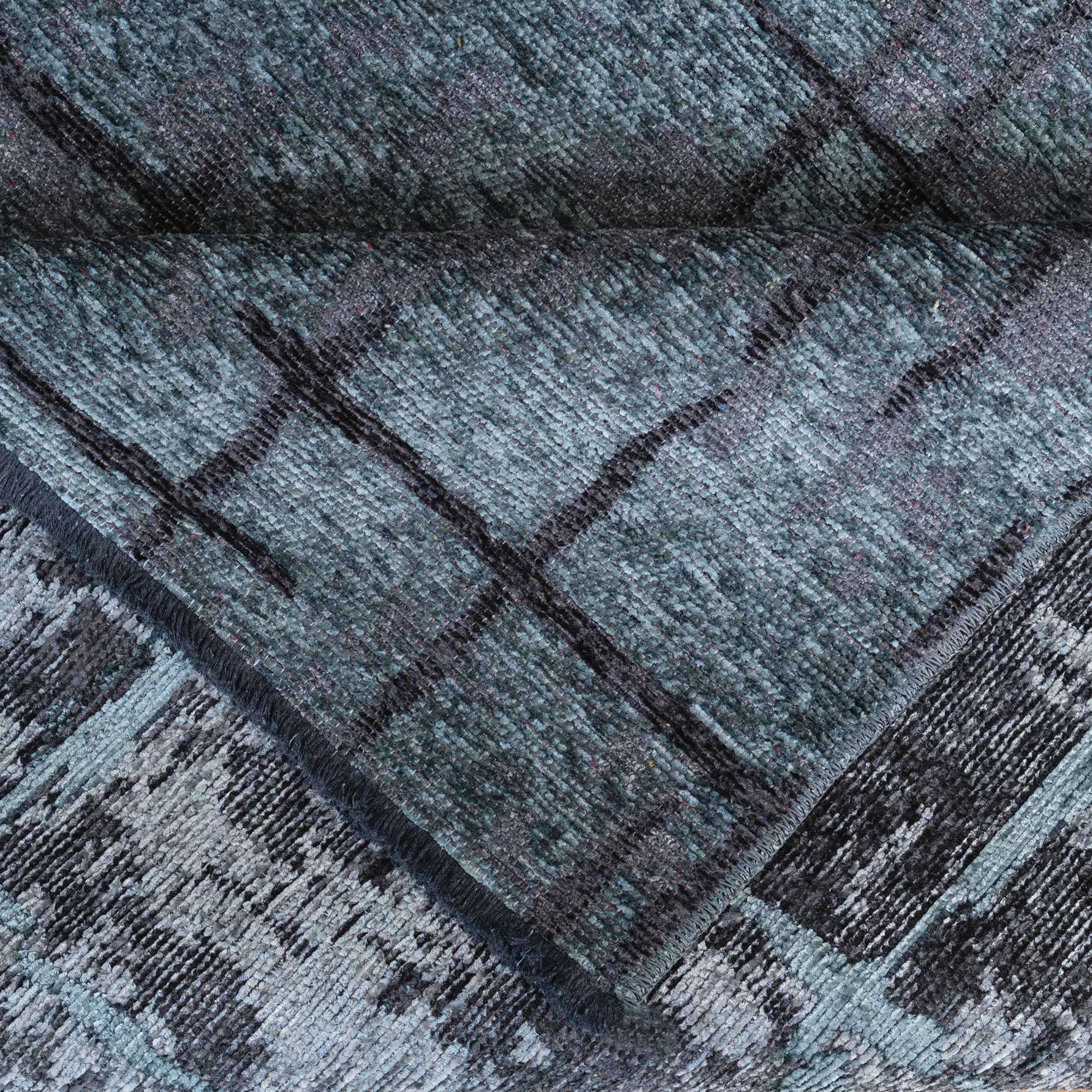 Reversible Distressed Light Blue Rug