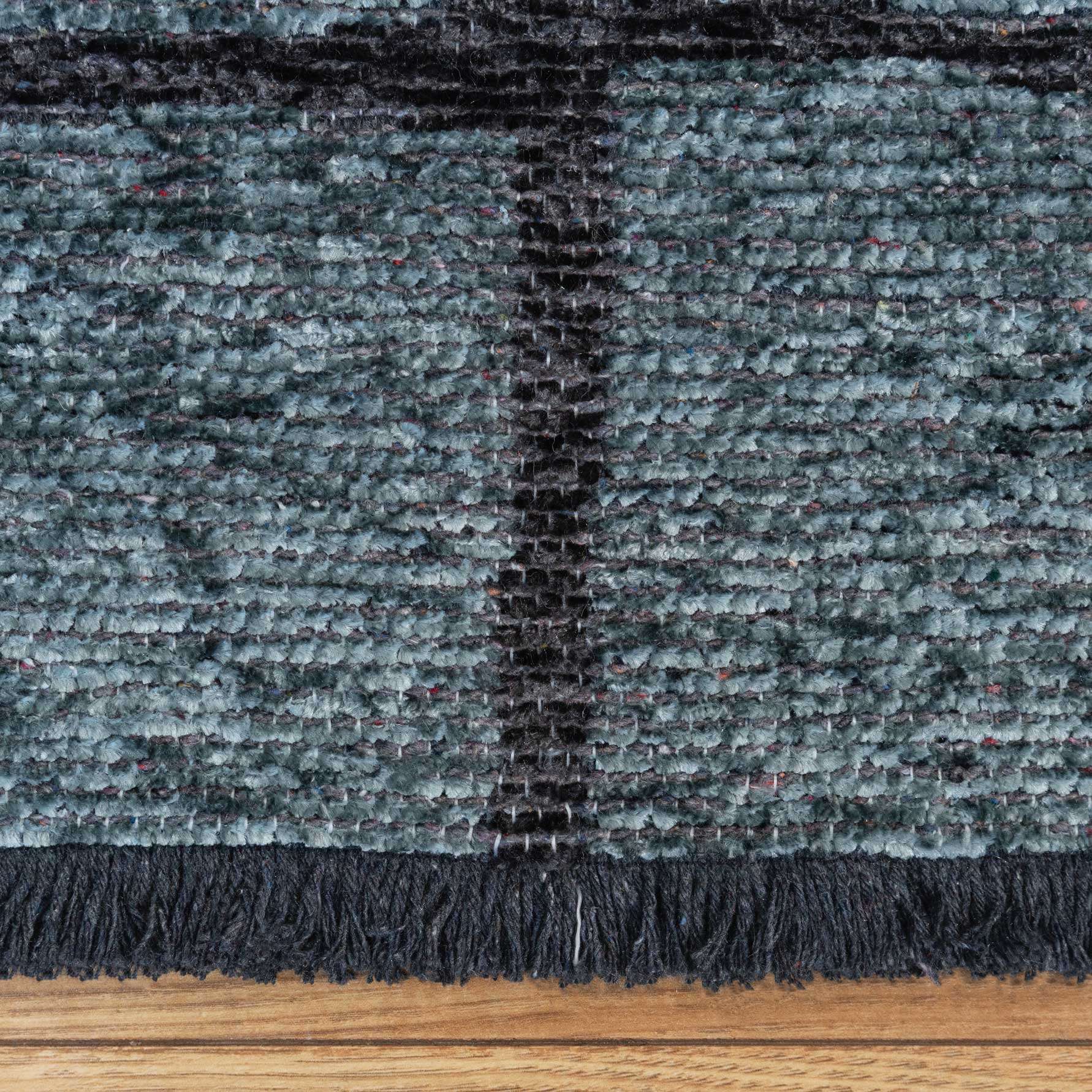 Reversible Distressed Light Blue Rug