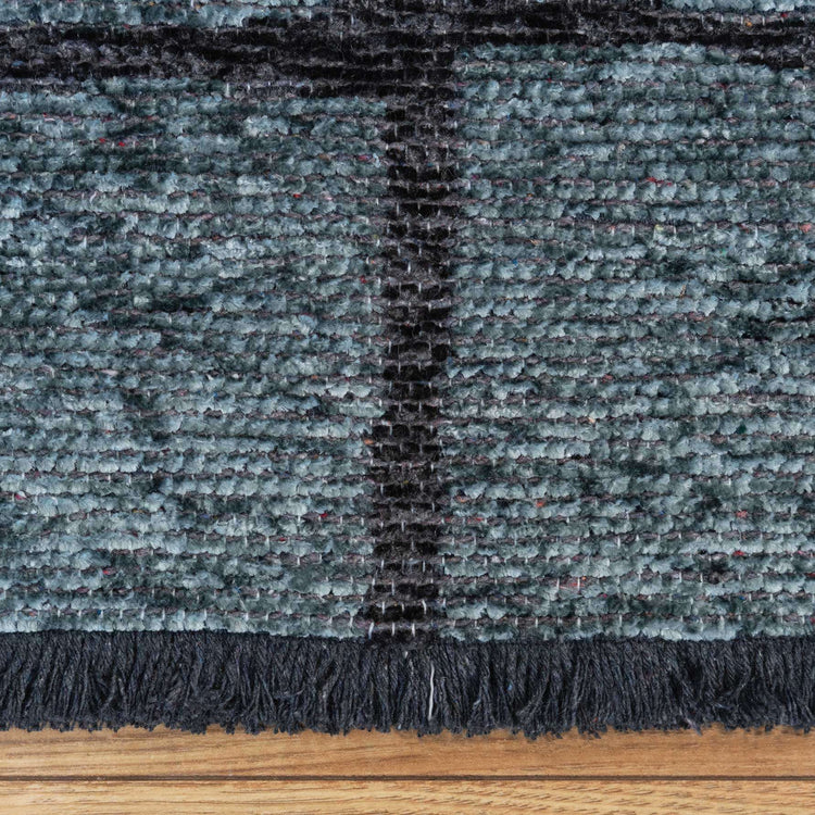 Reversible Distressed Light Blue Rug