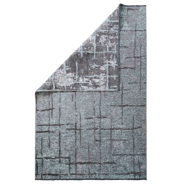 Reversible Distressed Light Blue Rug