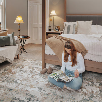 Soft Modern Blue Grey Painted Canvas Effect Rugs - Artist