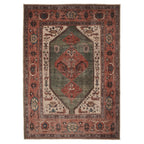 Flatwoven Washable Distressed Terracotta Green Boho Rug - Faro