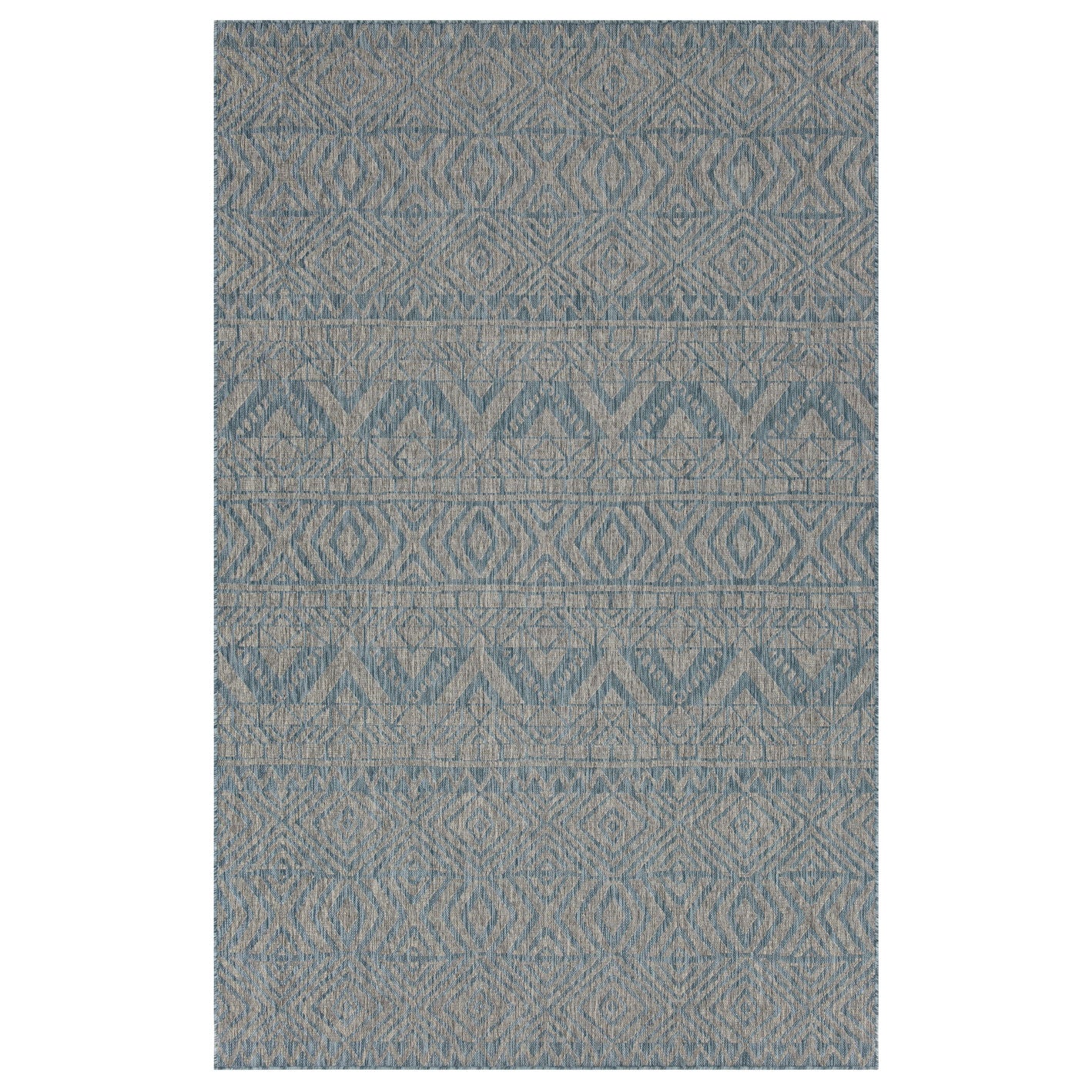 Aqua Blue Aztec Outdoor Rug - Ruskin