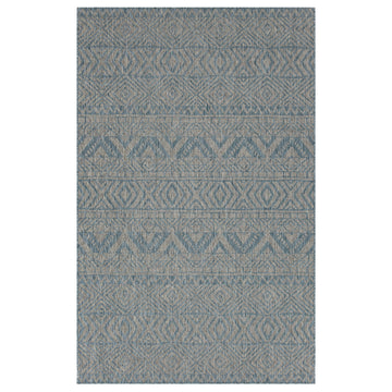 Aqua Blue Aztec Outdoor Rug - Ruskin