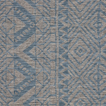 Aqua Blue Aztec Outdoor Rug - Ruskin