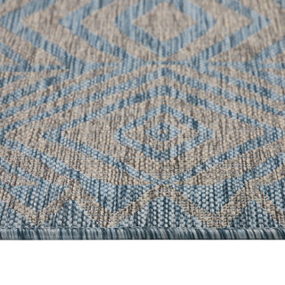 Aqua Blue Aztec Outdoor Rug - Ruskin