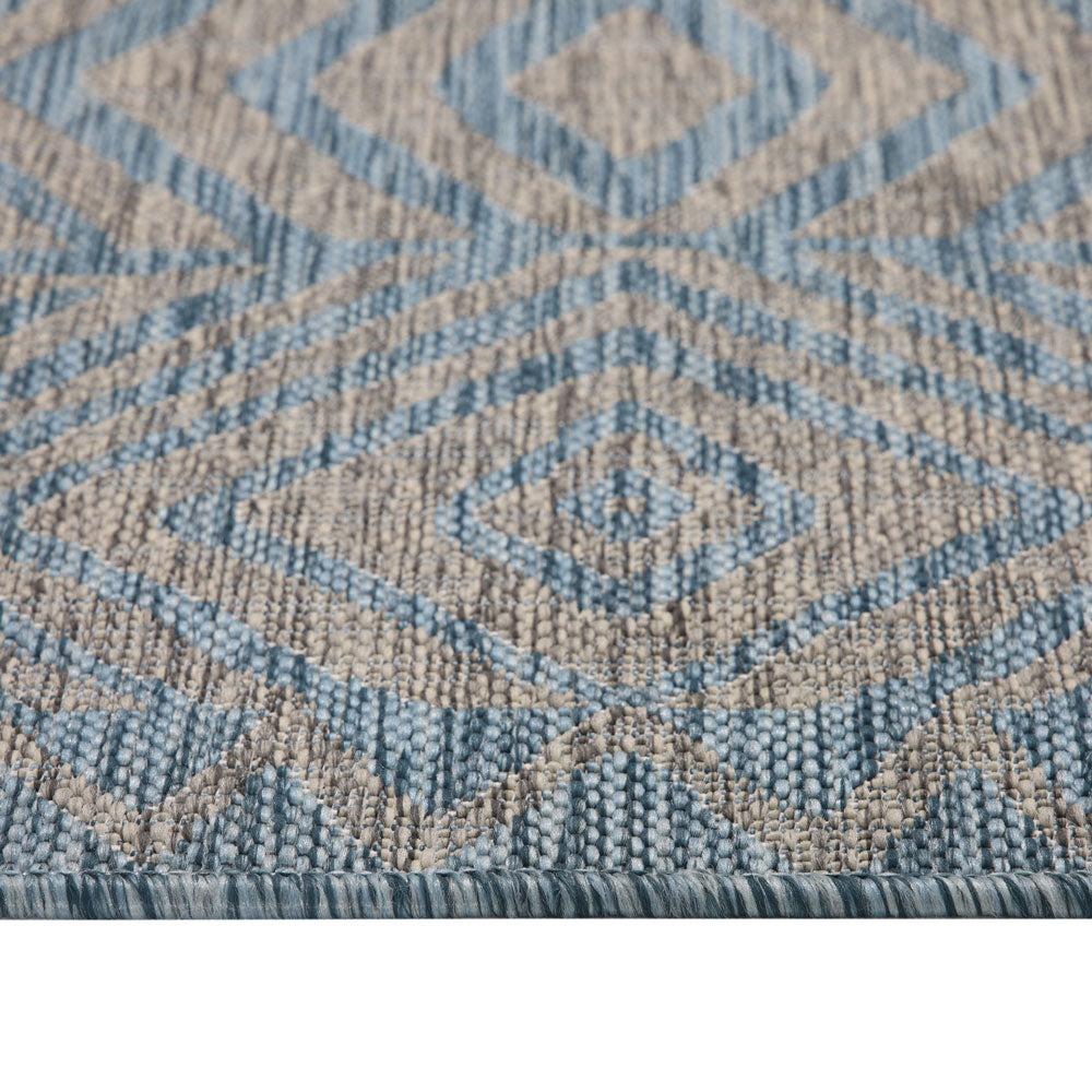 Aqua Blue Aztec Outdoor Rug - Ruskin