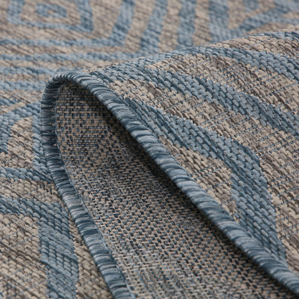 Aqua Blue Aztec Outdoor Rug - Ruskin