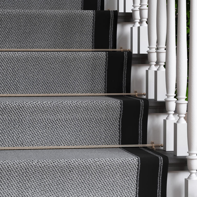 Black Border Stair Carpet Runner - Cut to Measure