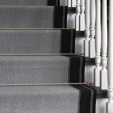 Black Border Stair Carpet Runner - Cut to Measure