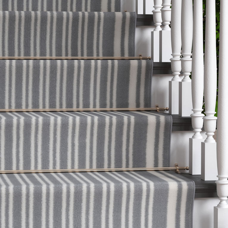 Grey Striped Stair Carpet Runner - Cut to Measure