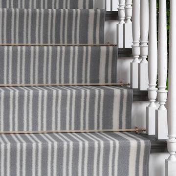 Grey Striped Stair Carpet Runner - Cut to Measure