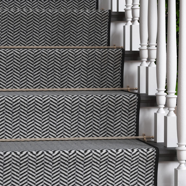 Black Chevron Stair Carpet Runner - Cut to Measure