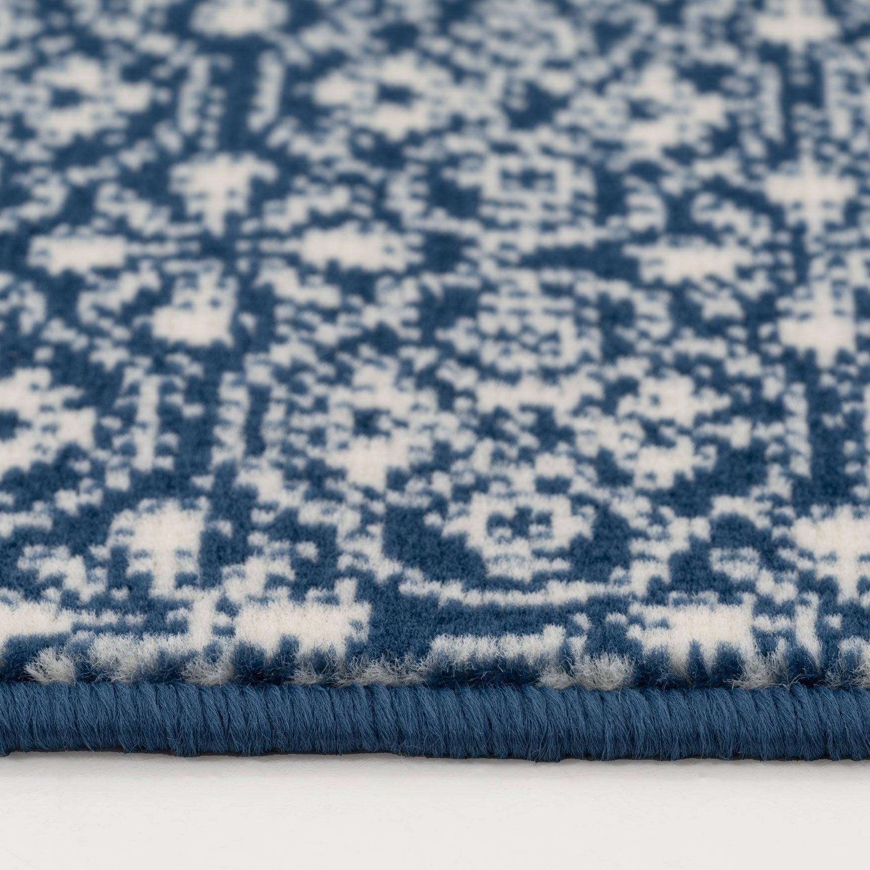 Navy Geometric Stair Carpet Runner - Cut to Measure