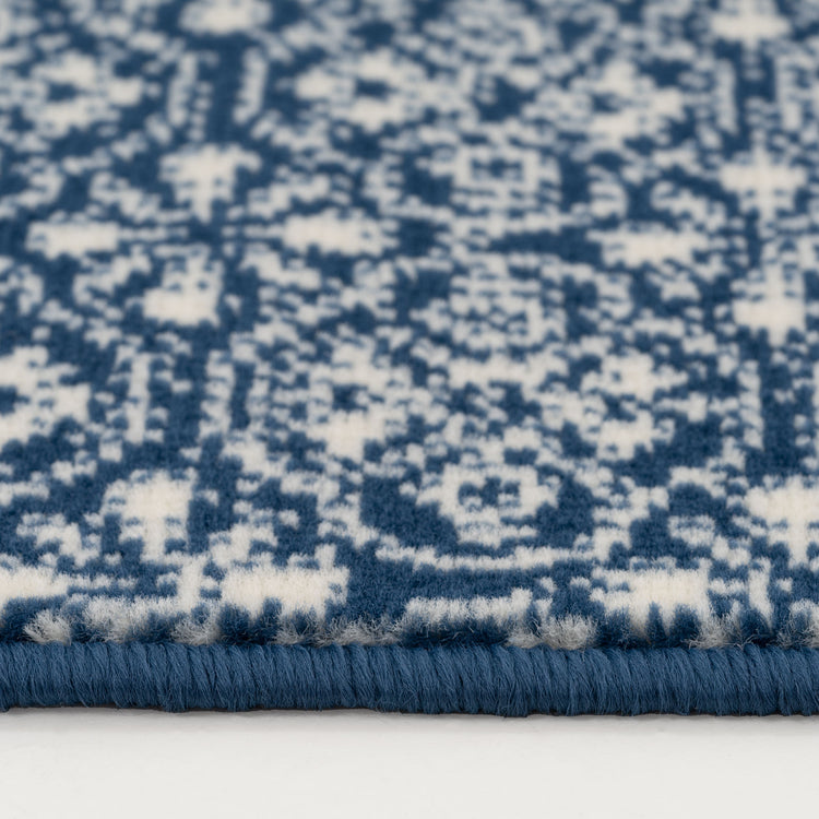 Navy Geometric Stair Carpet Runner - Cut to Measure