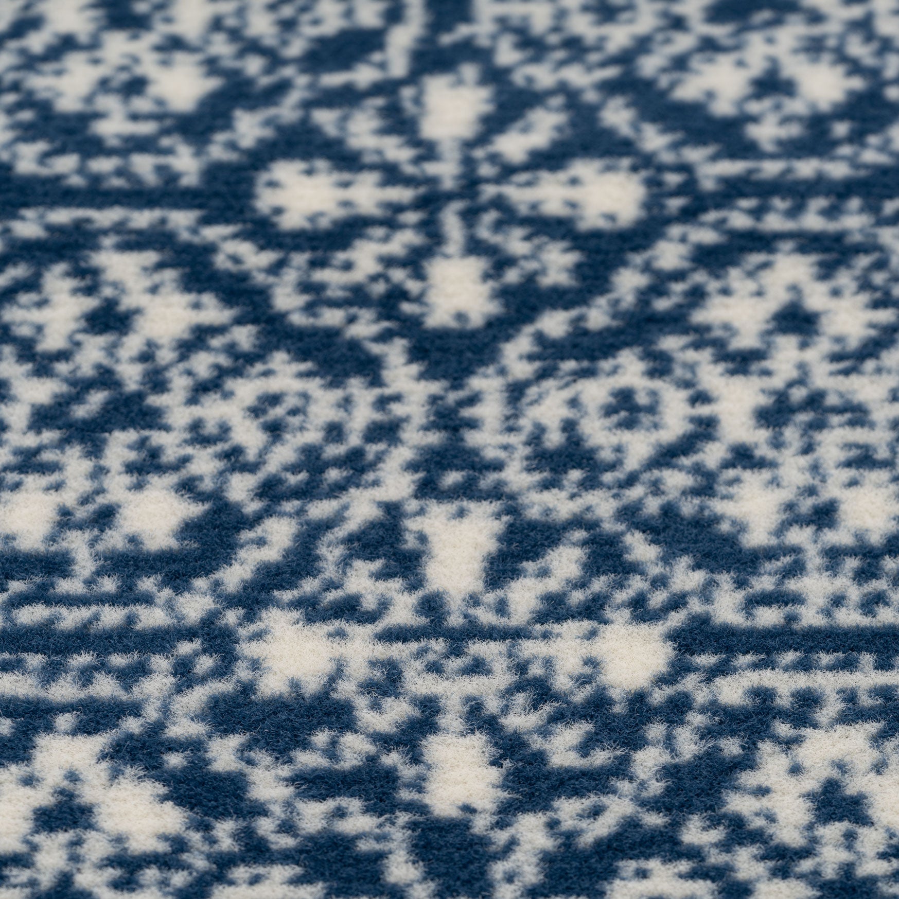 Navy Geometric Stair Carpet Runner - Cut to Measure