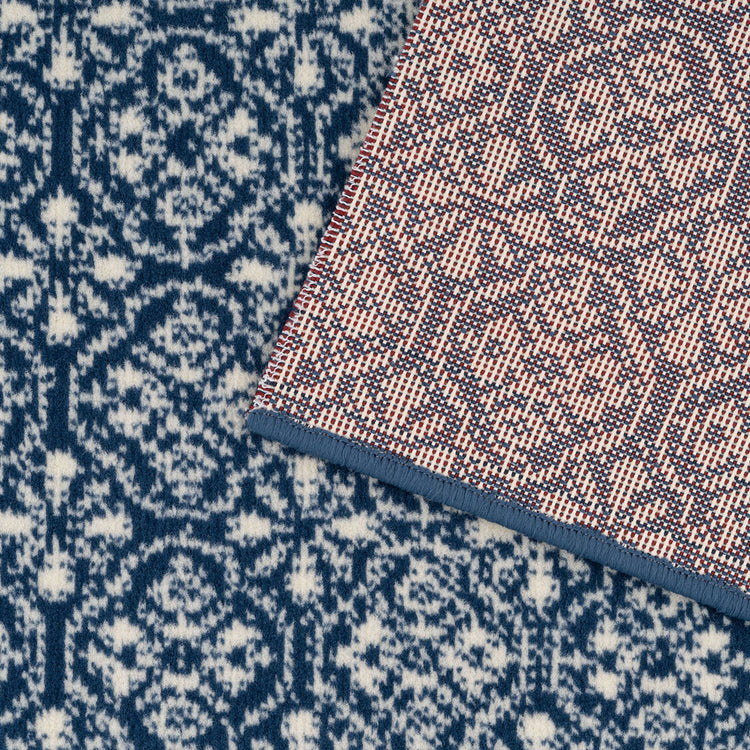 Navy Geometric Stair Carpet Runner - Cut to Measure