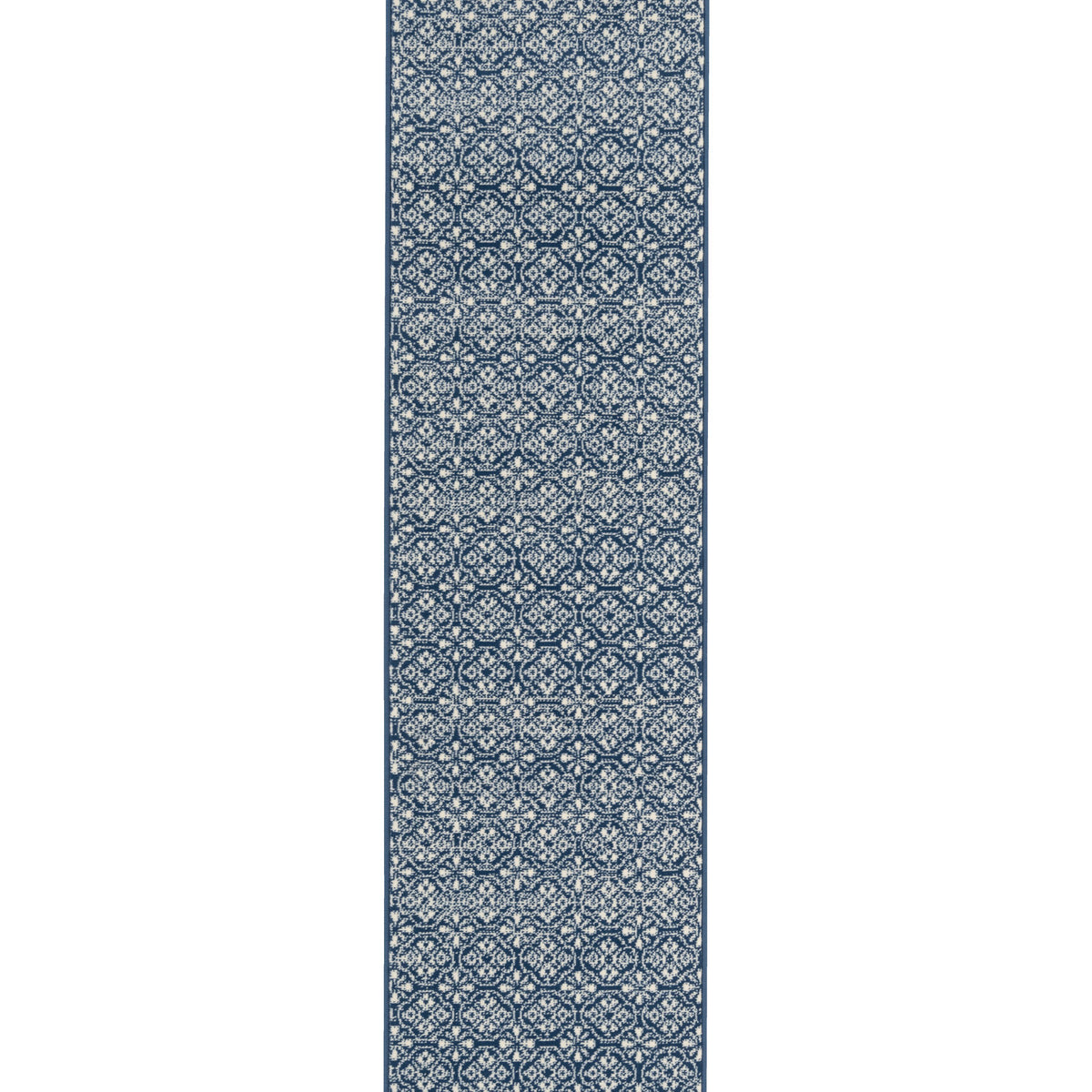 Navy Geometric Stair Carpet Runner - Cut to Measure