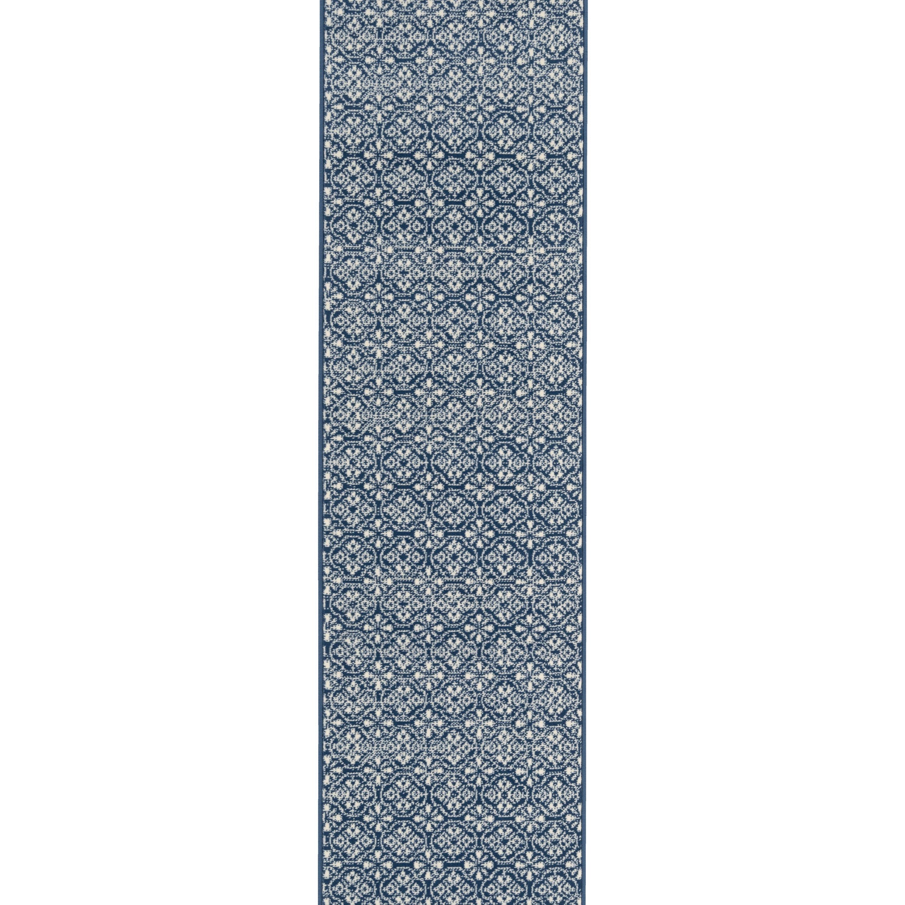 Navy Geometric Stair Carpet Runner - Cut to Measure