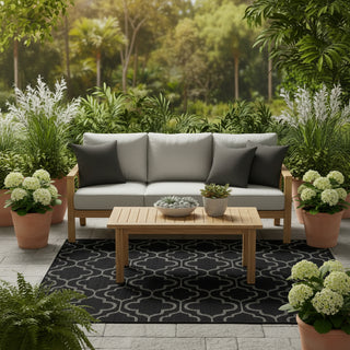 Grey Trellis Outdoor Rug - Seville