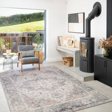 Washable Vintage Green Jute Style Rug - Cova