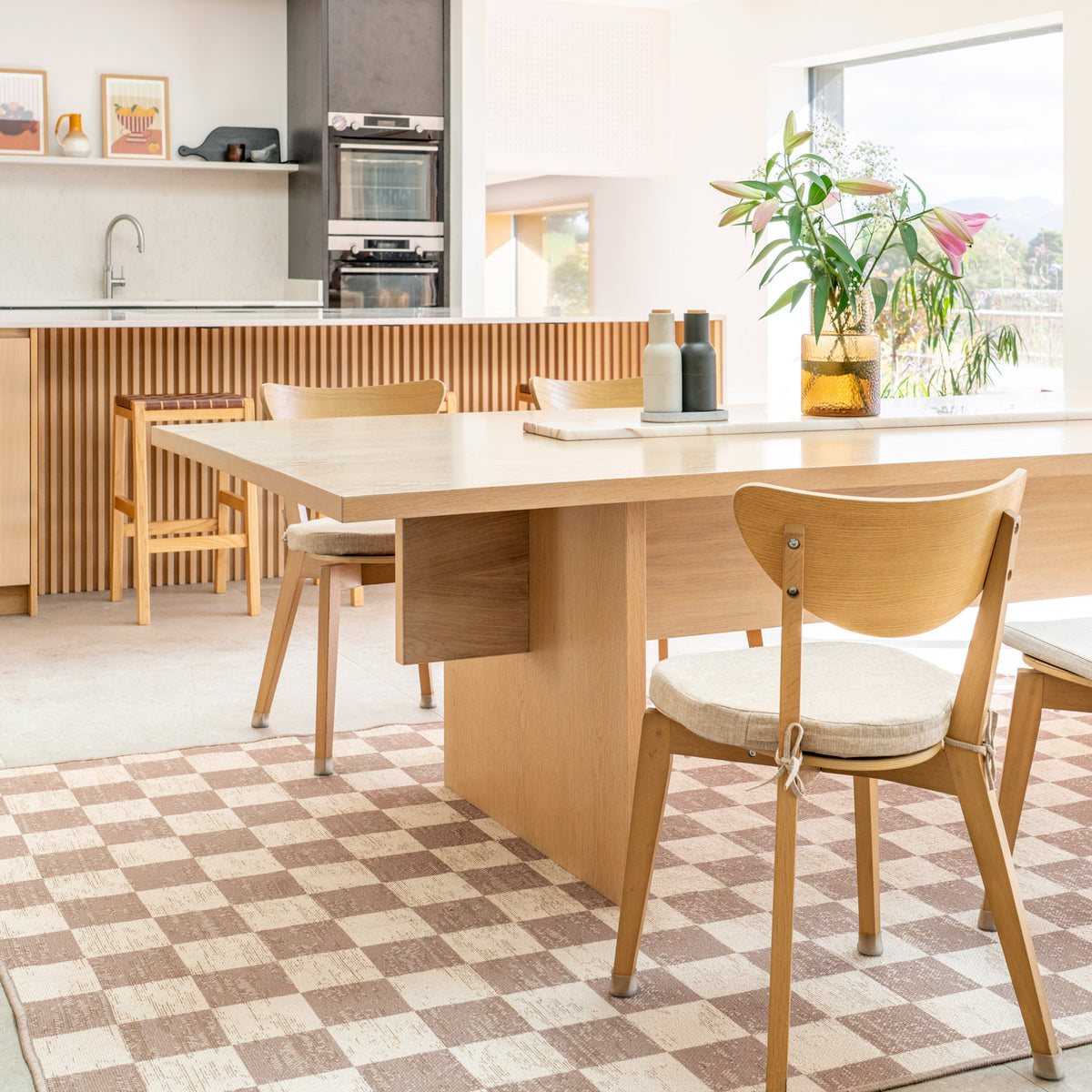 Washable Checkerboard Jute Style Rug - Noa | Living Room | Kukoon Rugs ...