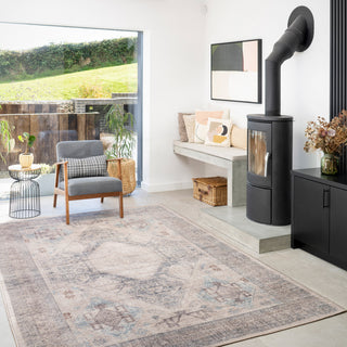 Washable Greige Blue Jute Style Rug - Ruah
