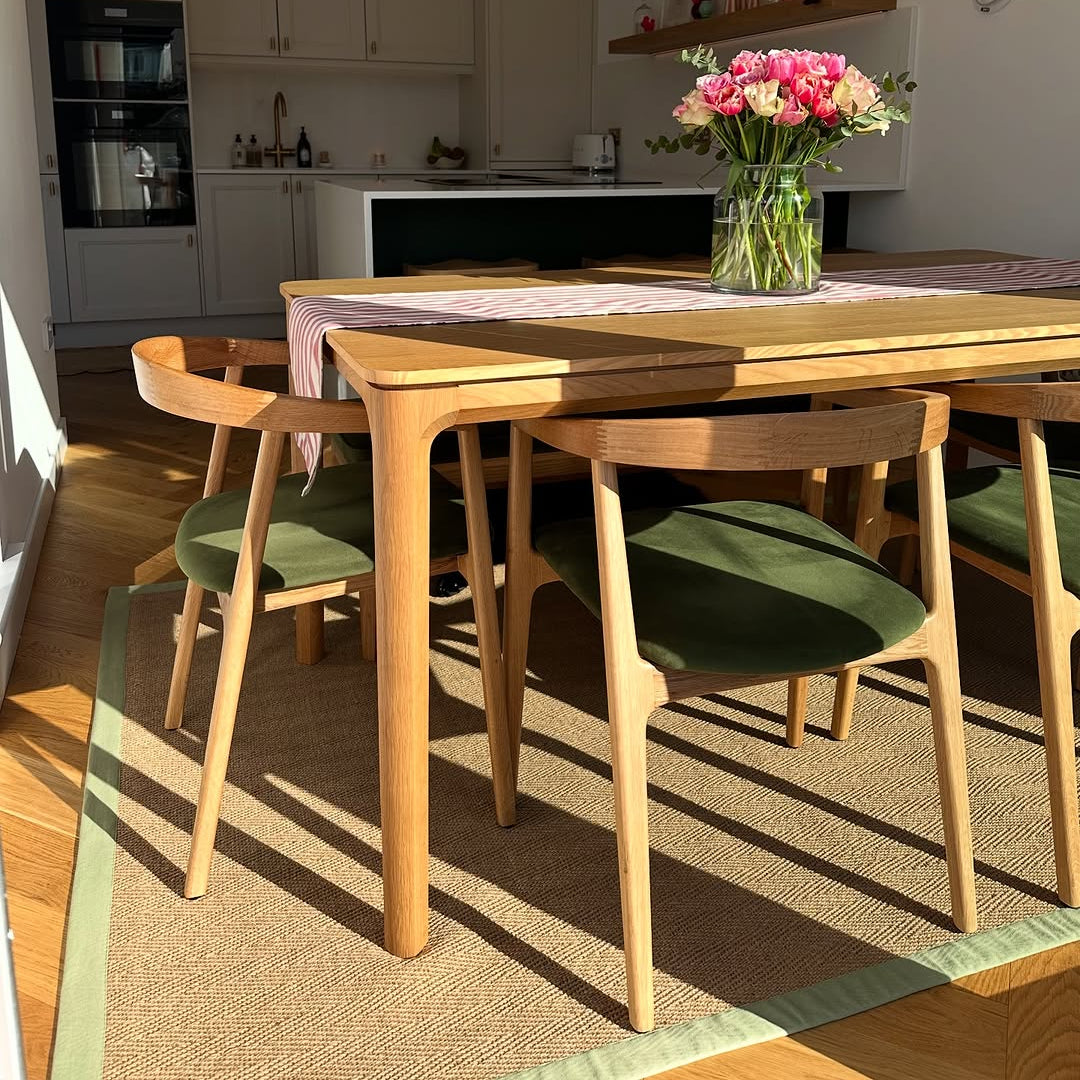 Green Cotton Border Natural Jute Area Rug