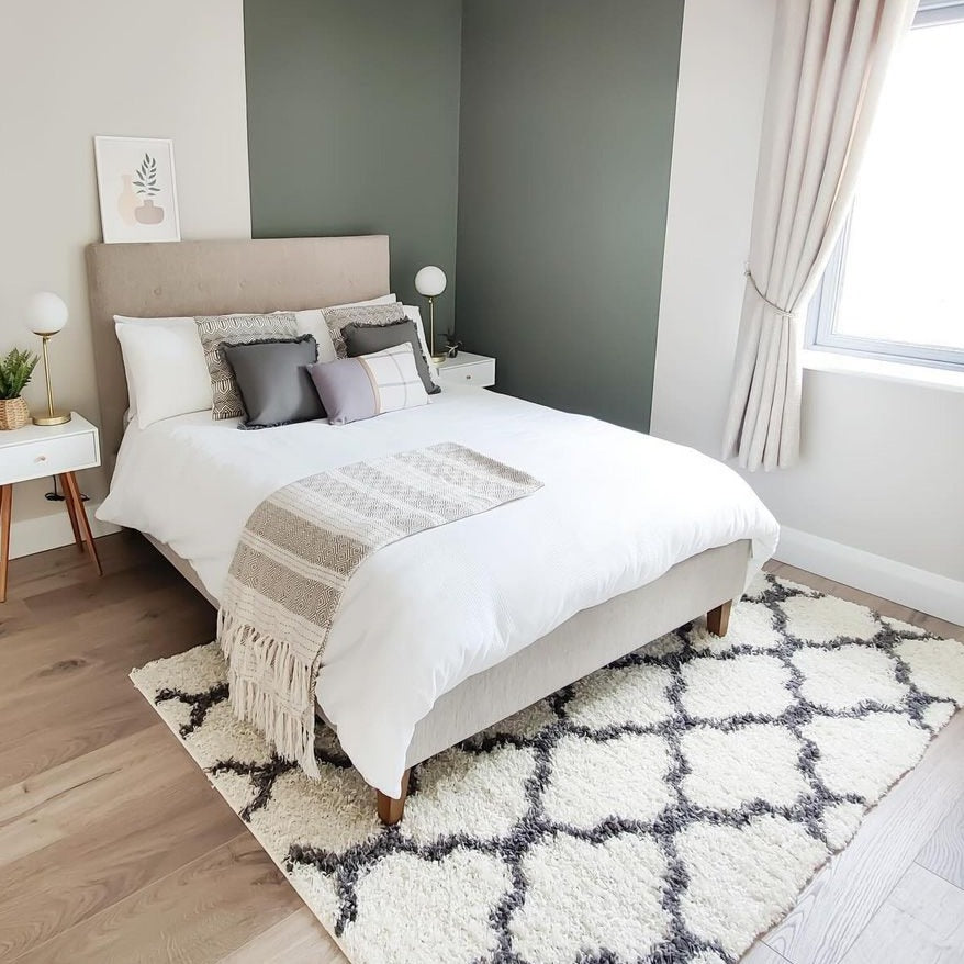 Cream Moroccan Trellis Shaggy Rug