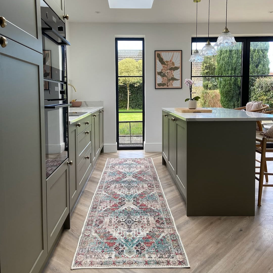 Traditional Medallion Washable Runner - Hue