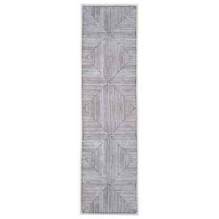 Soft Washable Black Geometric Runner - Maverick