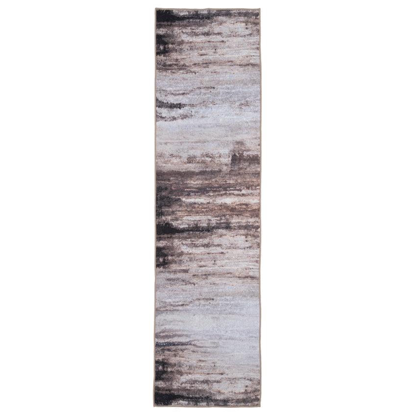 Soft Washable Brown Abstract Runner - Taron