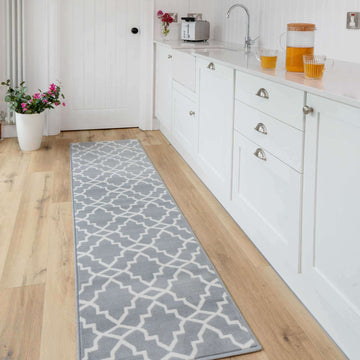 Grey Trellis Hallway Runner Rug